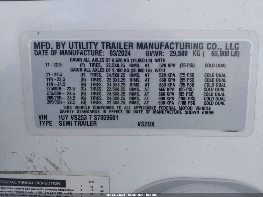 1UYVS2537S7359601 2025 UTILITY TRAILER MFG UTILITY TRAILER MFG photo no. 9