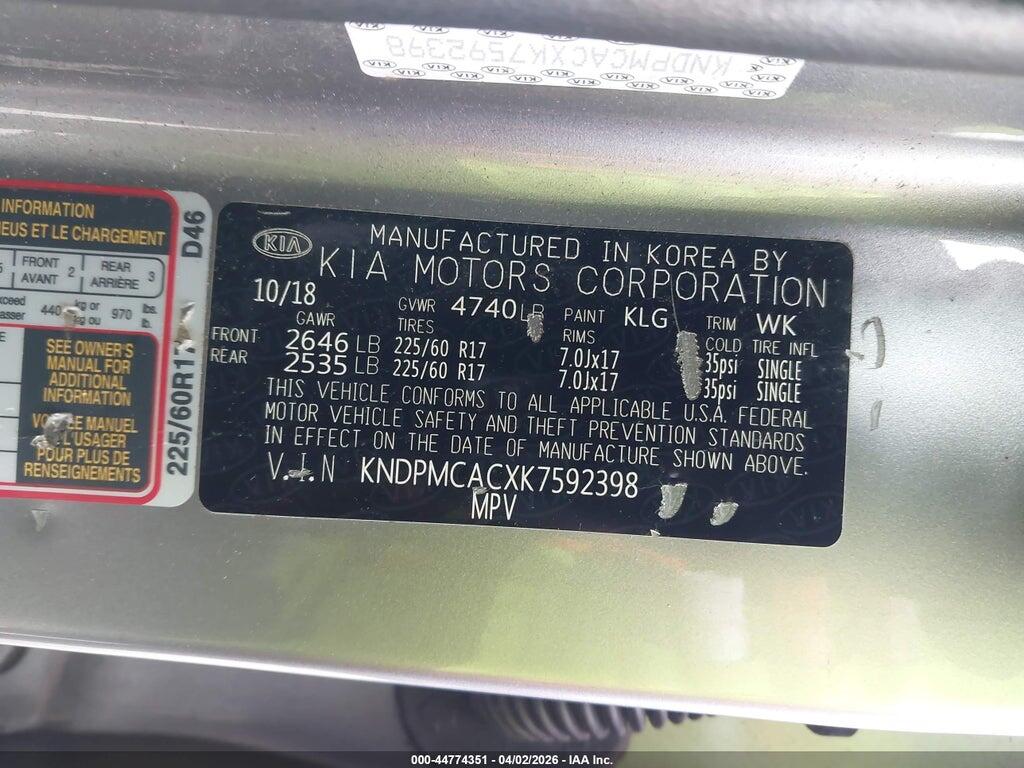 KNDPMCACXK7592398 2019 KIA SPORTAGE photo no. 9