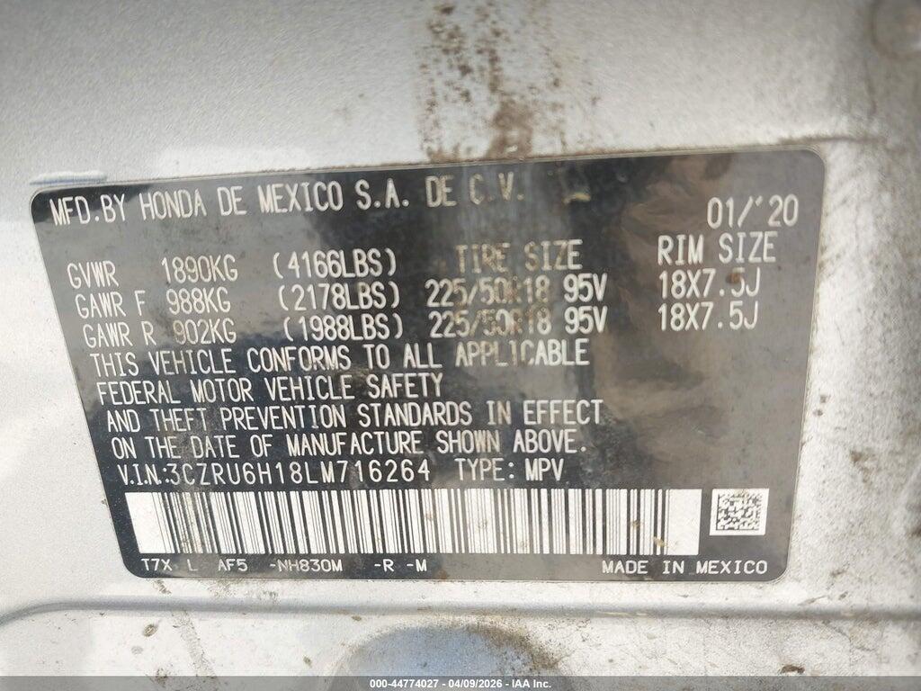 3CZRU6H18LM716264 2020 HONDA HR-V photo no. 9