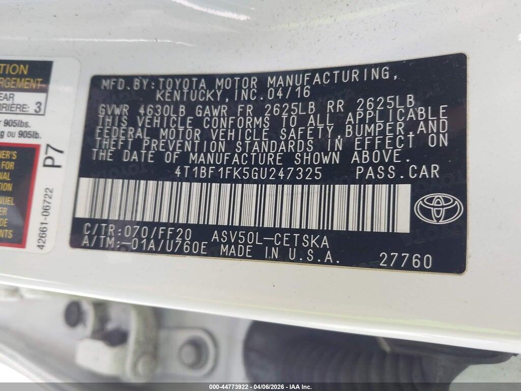4T1BF1FK5GU247325 2016 TOYOTA CAMRY photo no. 9