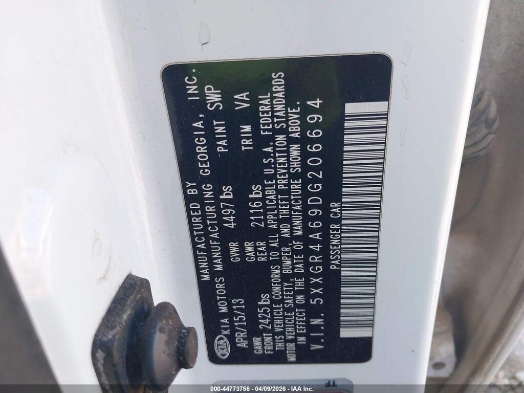 5XXGR4A69DG206694 2013 KIA OPTIMA photo no. 9