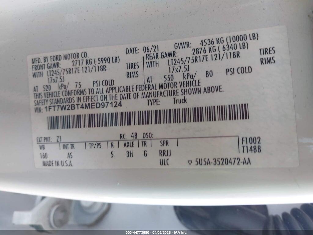 1FT7W2BT4MED97124 2021 FORD F-250 photo no. 9