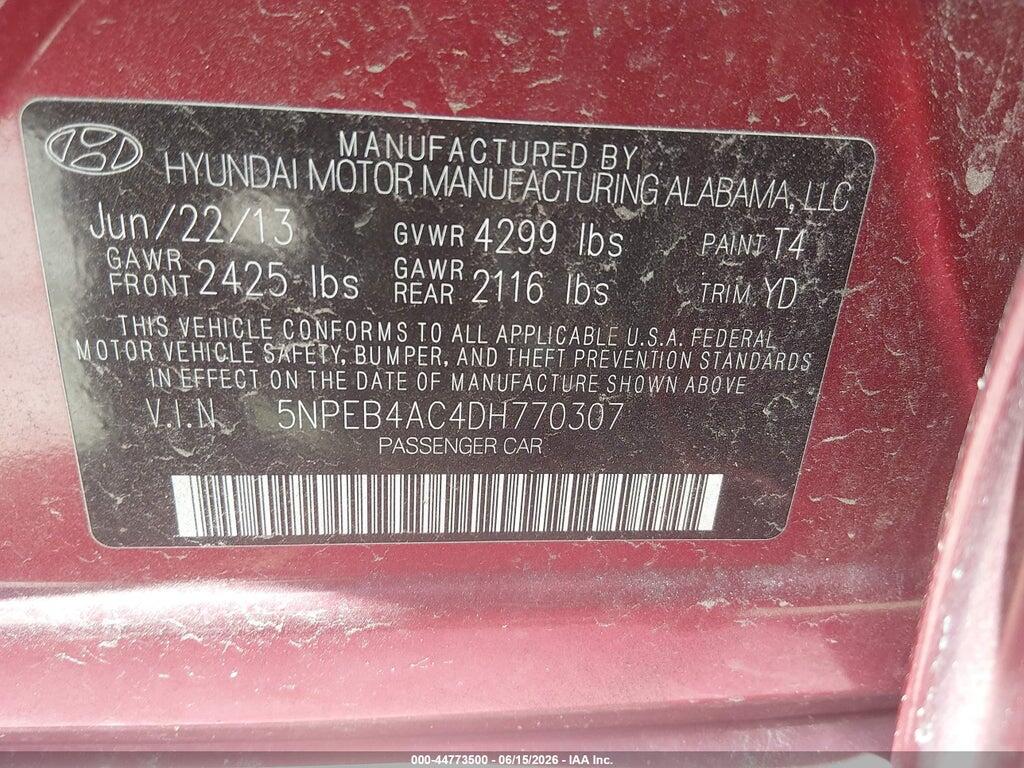 5NPEB4AC4DH770307 2013 HYUNDAI SONATA photo no. 12