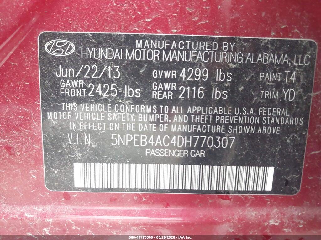 5NPEB4AC4DH770307 2013 HYUNDAI SONATA photo no. 9