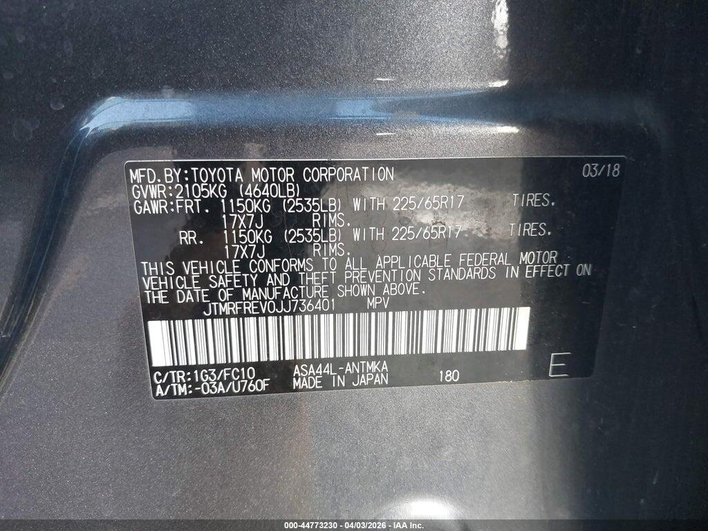JTMRFREV0JJ736401 2018 TOYOTA RAV4 photo no. 9