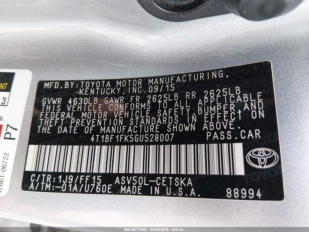 4T1BF1FK5GU528007 2016 TOYOTA CAMRY photo no. 9