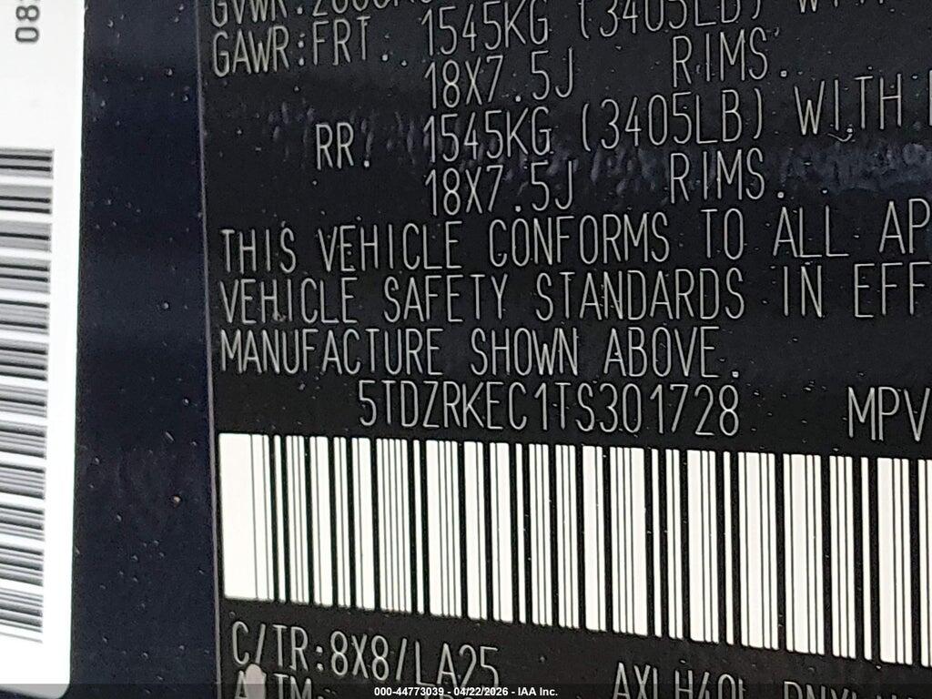 5TDZRKEC1TS301728 2026 TOYOTA SIENNA photo no. 9
