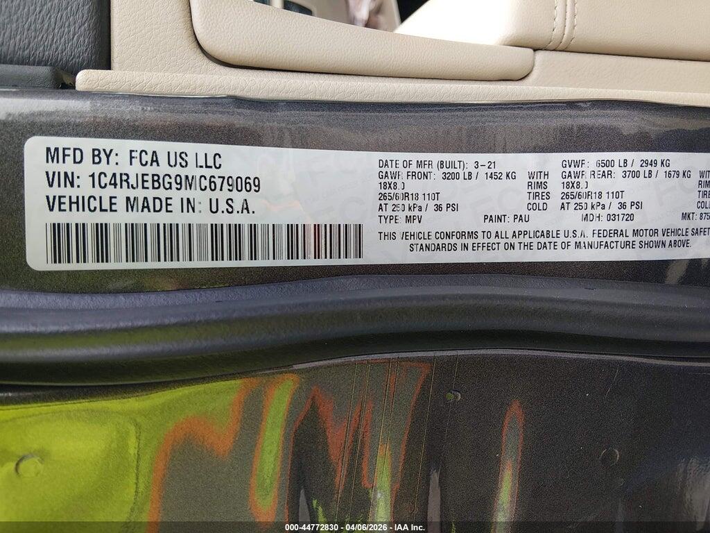 1C4RJEBG9MC679069 2021 JEEP GRAND CHEROKEE photo no. 9