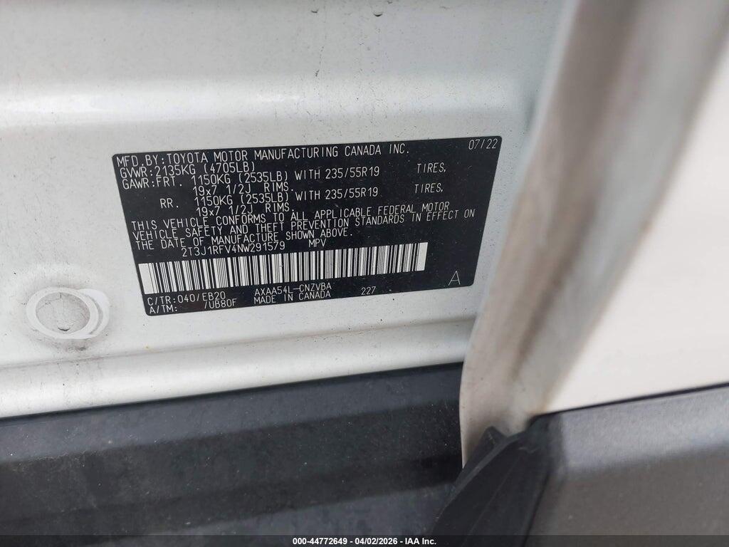 2T3J1RFV4NW291579 2022 TOYOTA RAV4 photo no. 9