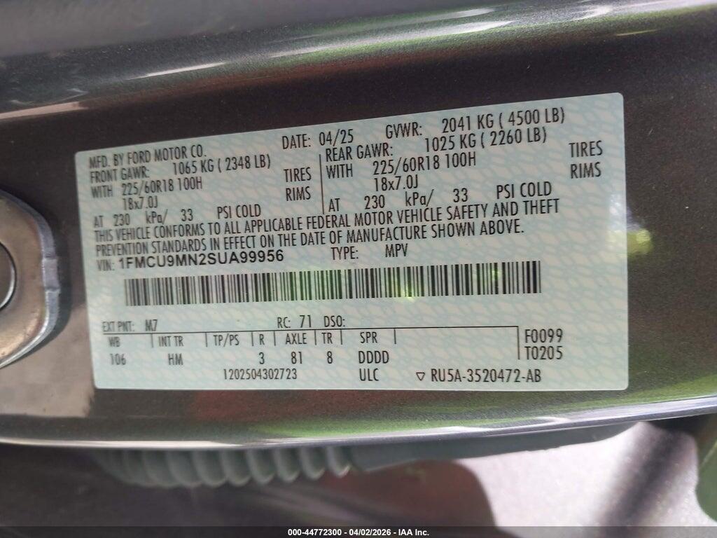 1FMCU9MN2SUA99956 2025 FORD ESCAPE photo no. 9