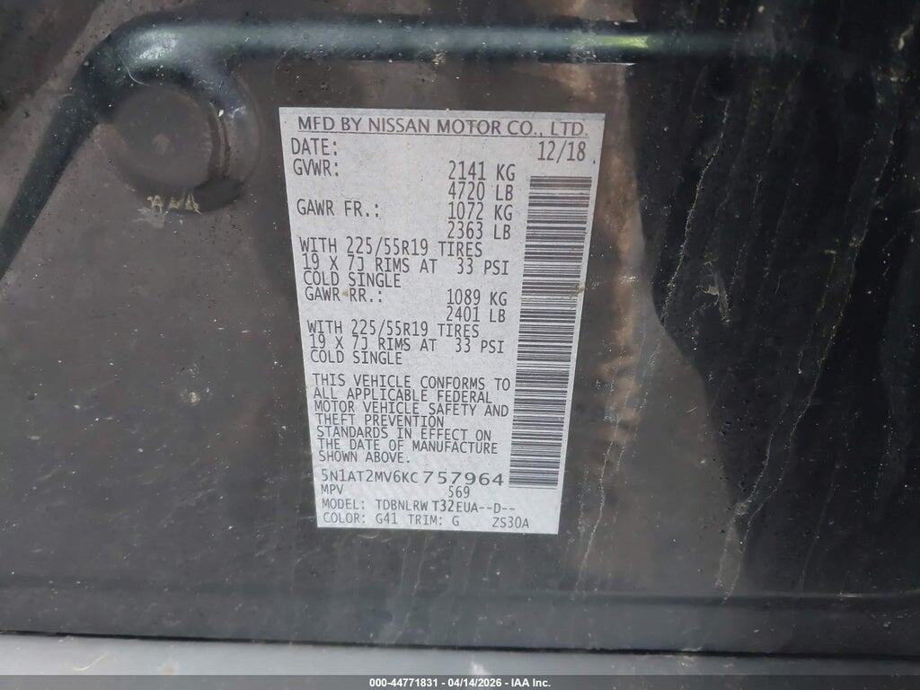 5N1AT2MV6KC757964 2019 NISSAN ROGUE photo no. 9
