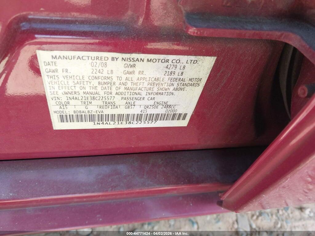 1N4AL21E38C225577 2008 NISSAN ALTIMA photo no. 9