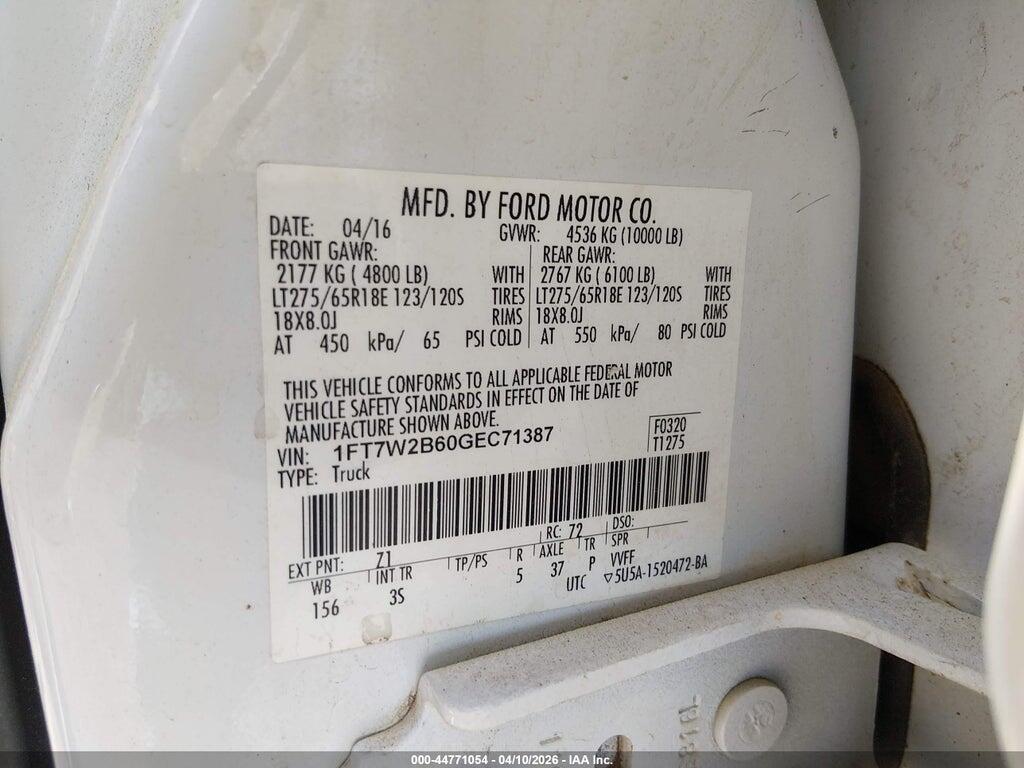 1FT7W2B60GEC71387 2016 FORD F-250 photo no. 9