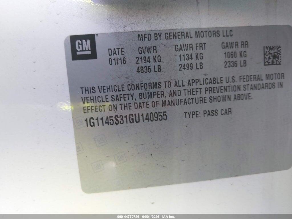 1G1145S31GU140955 2016 CHEVROLET IMPALA photo no. 9