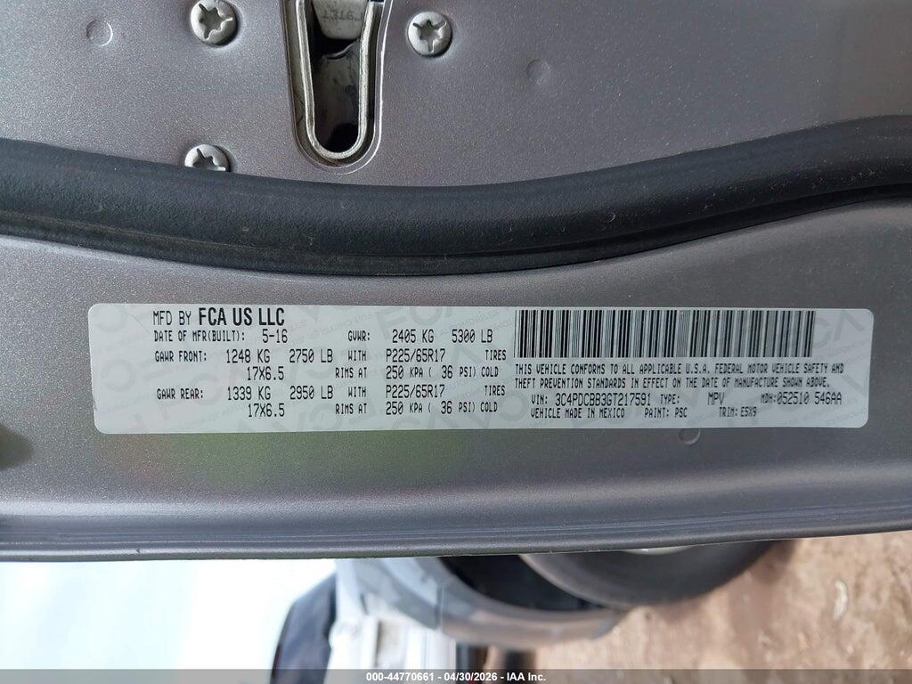 3C4PDCBB3GT217591 2016 DODGE JOURNEY photo no. 9