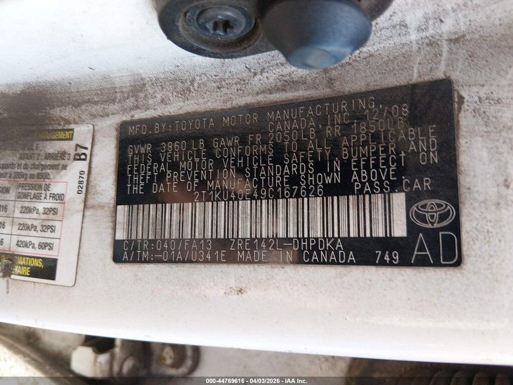 2T1KU40E49C167626 2009 TOYOTA MATRIX photo no. 9