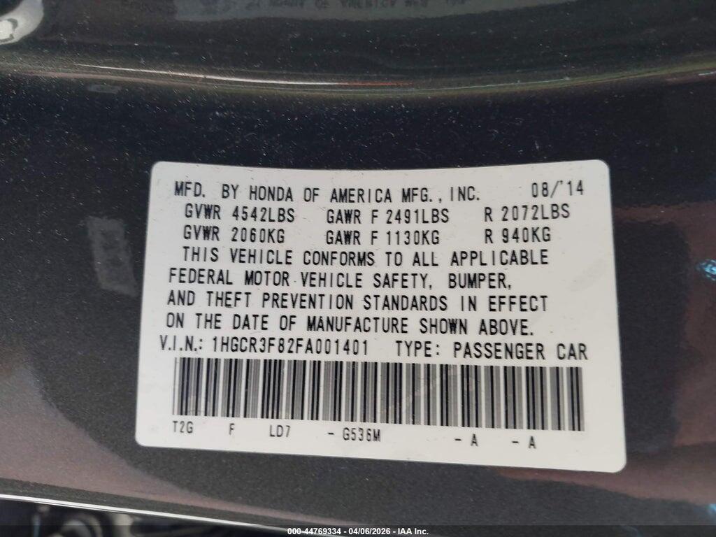 1HGCR3F82FA001401 2015 HONDA ACCORD photo no. 9