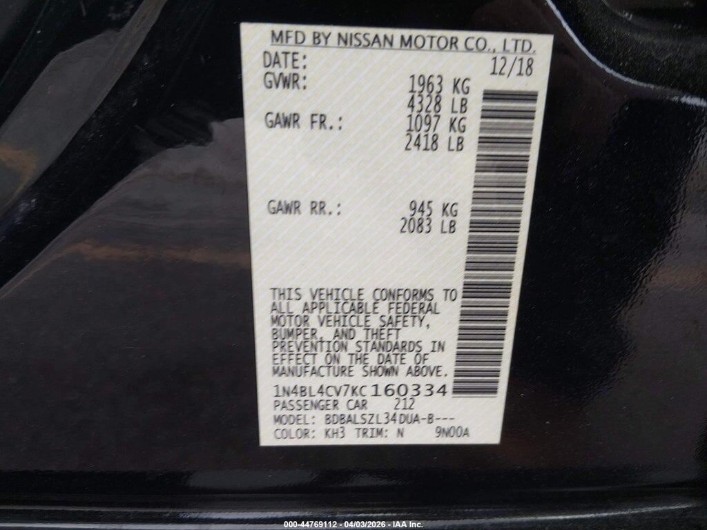 1N4BL4CV7KC160334 2019 NISSAN ALTIMA photo no. 9
