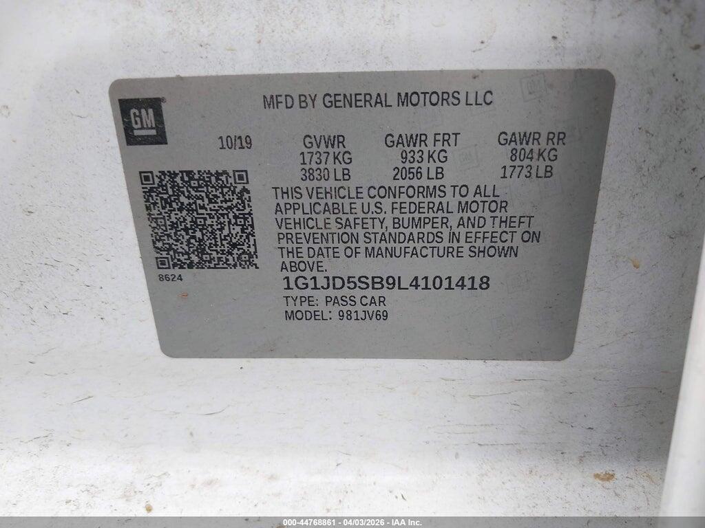1G1JD5SB9L4101418 2020 CHEVROLET SONIC photo no. 9