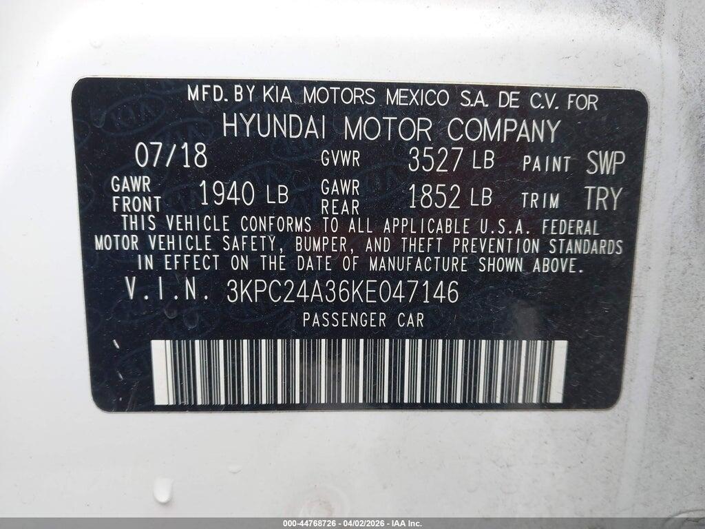 3KPC24A36KE047146 2019 HYUNDAI ACCENT photo no. 9