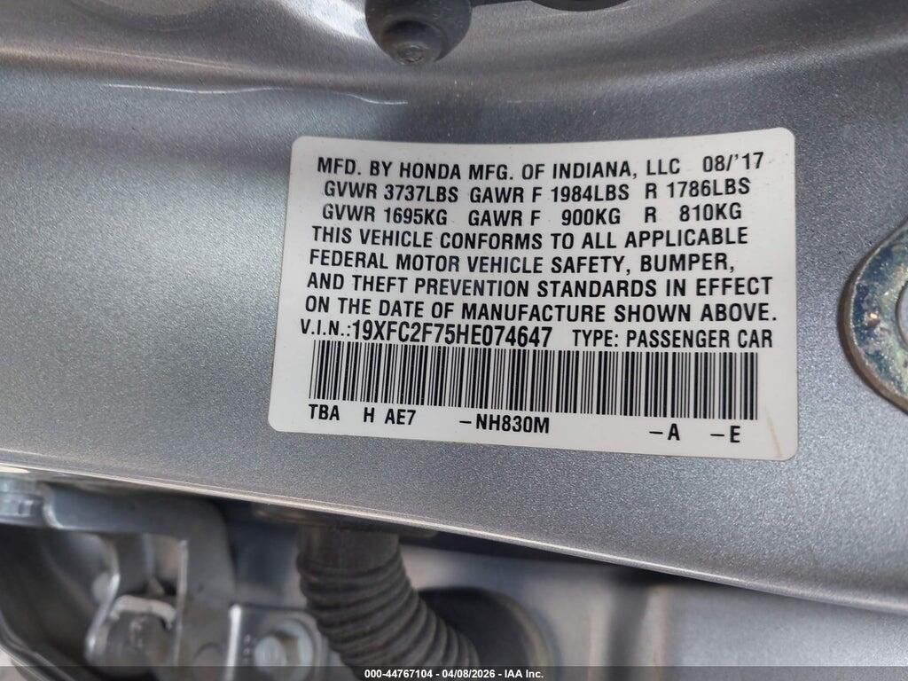 19XFC2F75HE074647 2017 HONDA CIVIC photo no. 9