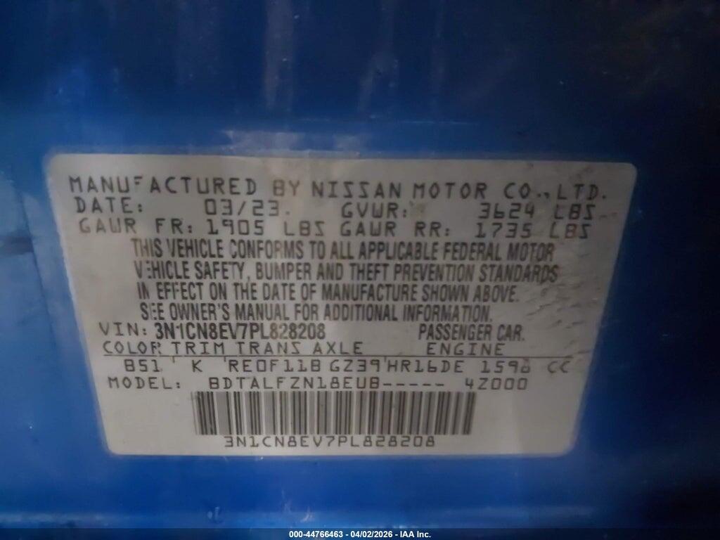 3N1CN8EV7PL828208 2023 NISSAN VERSA photo no. 9
