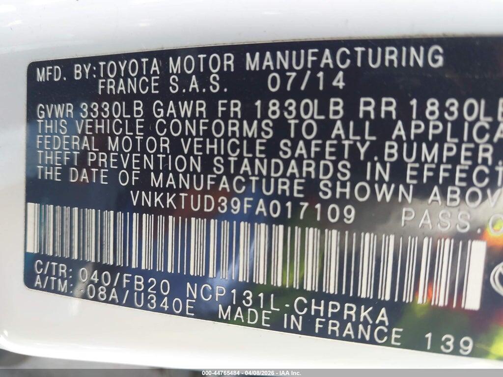 VNKKTUD39FA017109 2015 TOYOTA YARIS photo no. 9