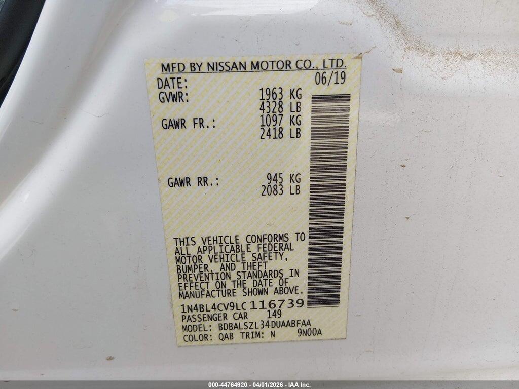 1N4BL4CV9LC116739 2020 NISSAN ALTIMA photo no. 9