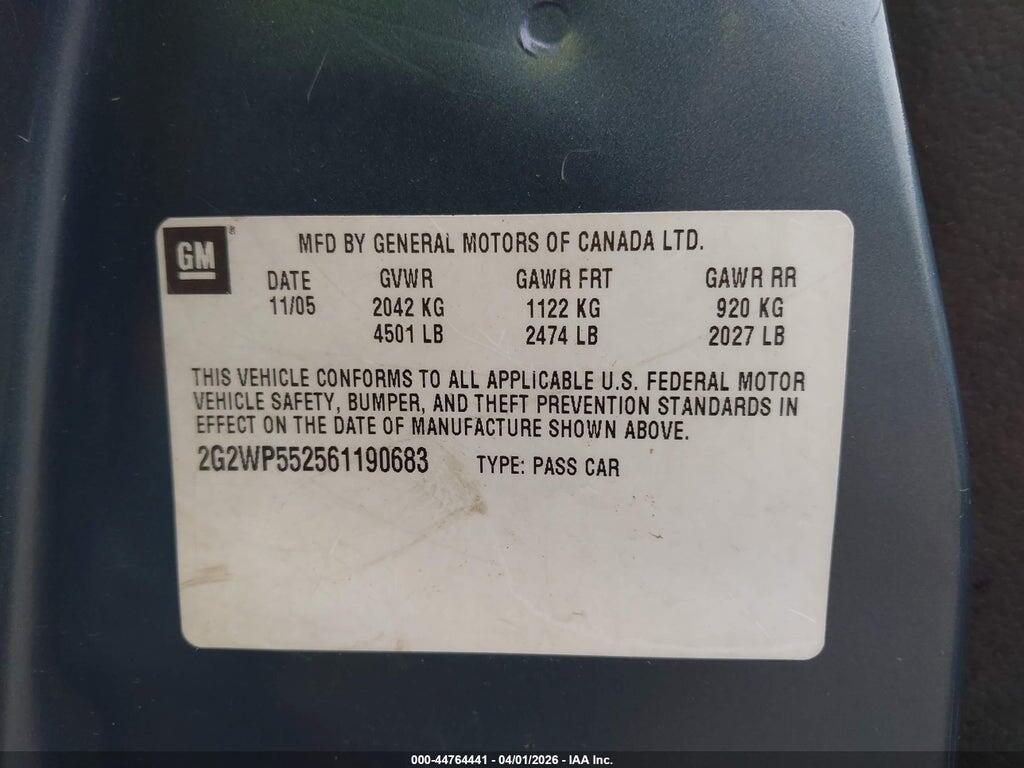 2G2WP552561190683 2006 PONTIAC GRAND PRIX photo no. 9