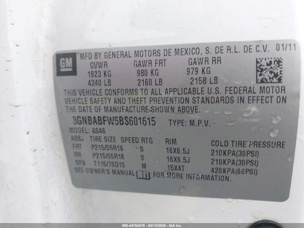 3GNBABFW5BS601615 2011 CHEVROLET HHR photo no. 9