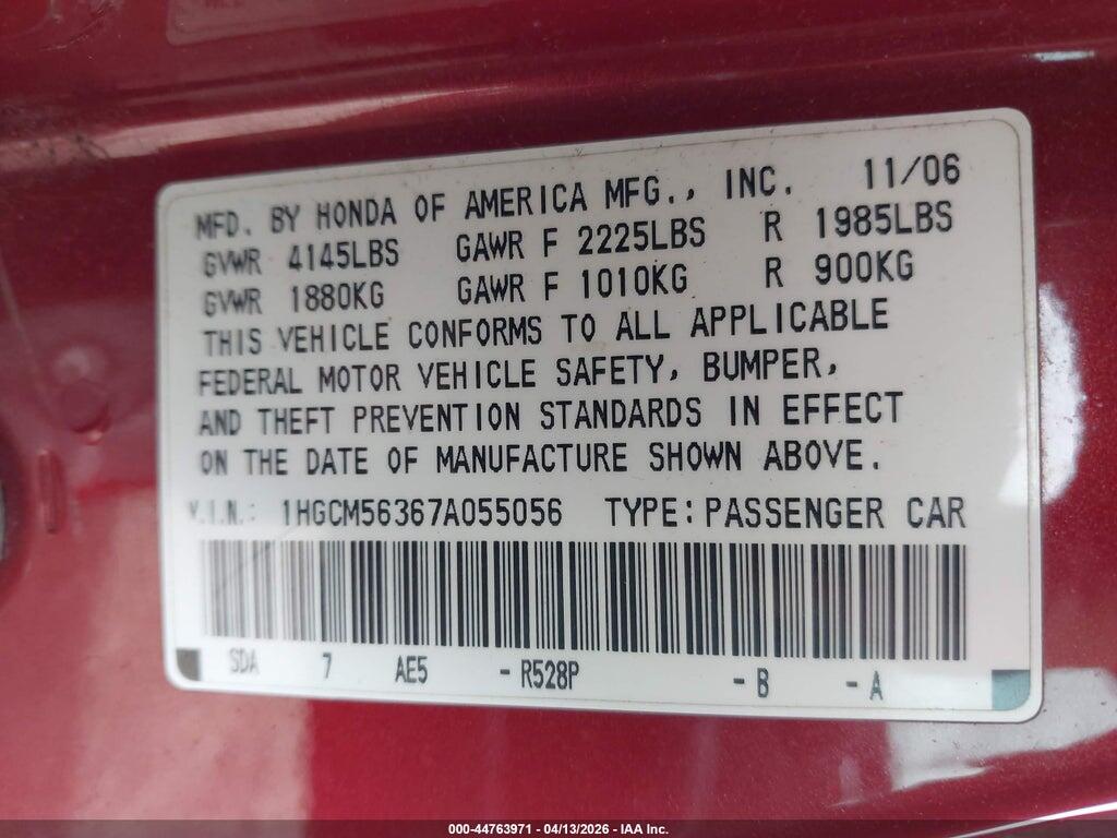 1HGCM56367A055056 2007 HONDA ACCORD photo no. 9