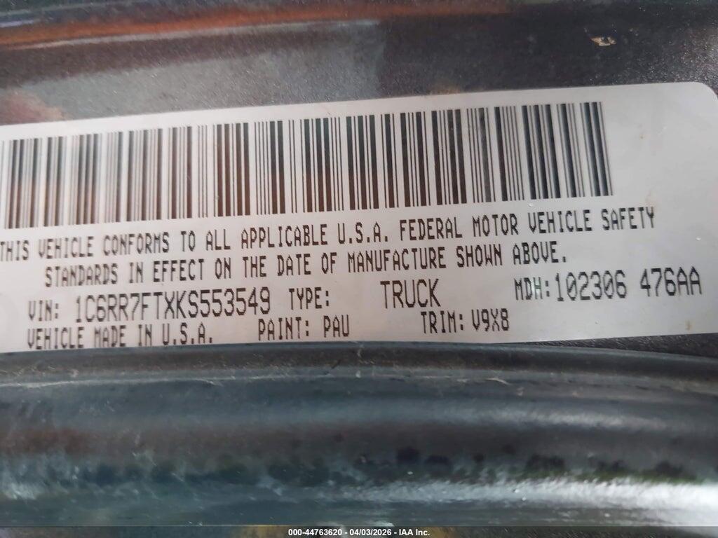 1C6RR7FTXKS553549 2019 RAM 1500 CLASSIC photo no. 9