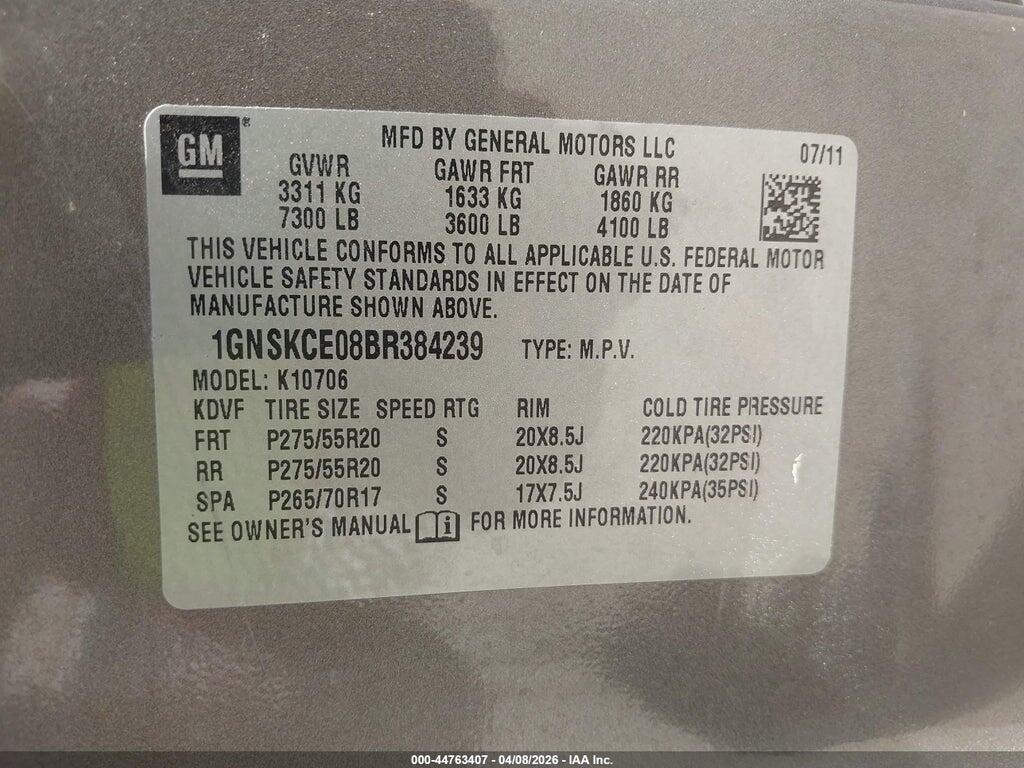 1GNSKCE08BR384239 2011 CHEVROLET TAHOE photo no. 9