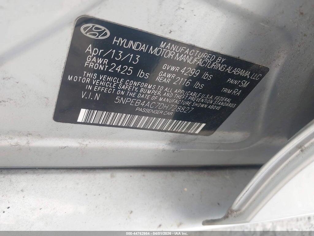 5NPEB4AC7DH728827 2013 HYUNDAI SONATA photo no. 9