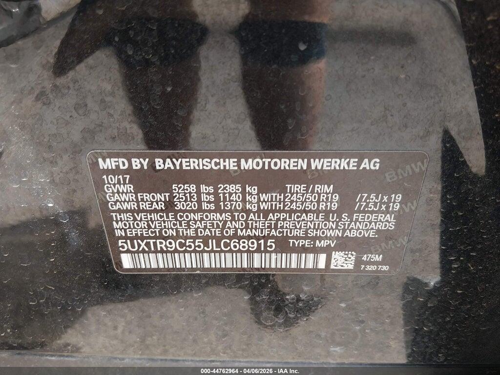 5UXTR9C55JLC68915 2018 BMW X3 photo no. 9