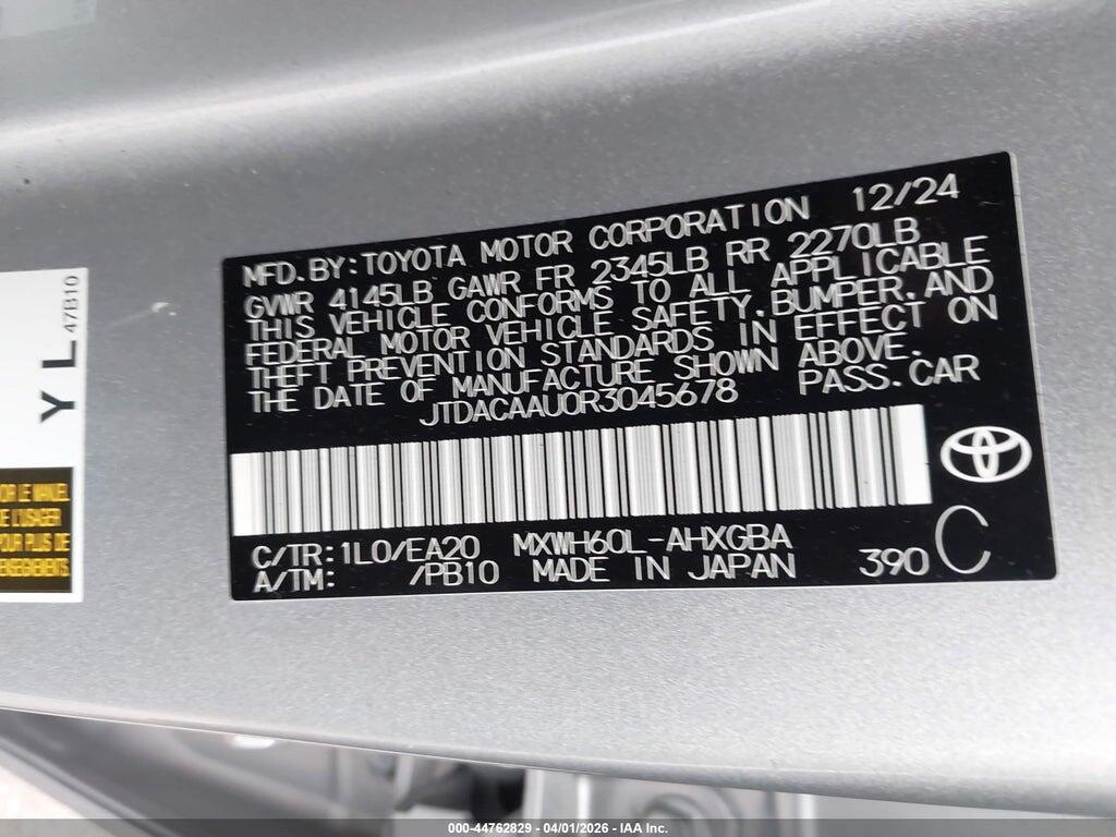 JTDACAAU0R3045678 2024 TOYOTA PRIUS photo no. 9