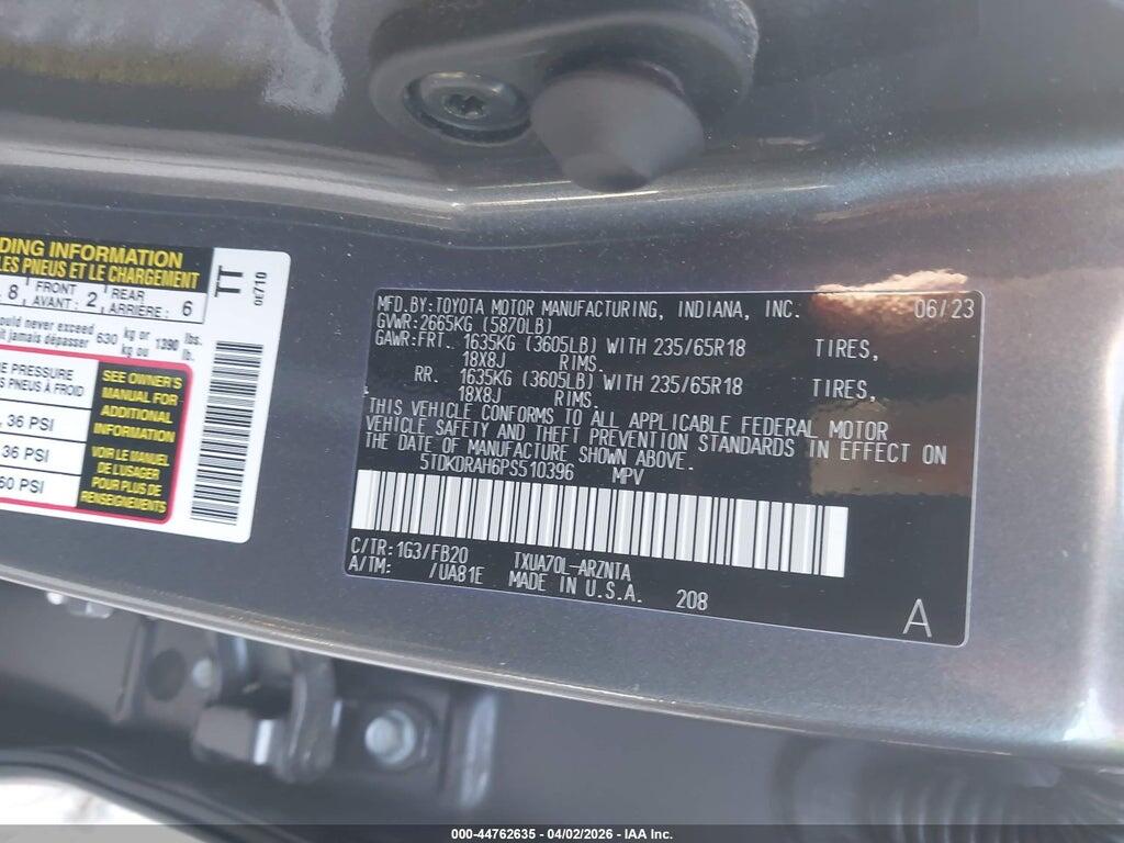 5TDKDRAH6PS510396 2023 TOYOTA HIGHLANDER photo no. 9