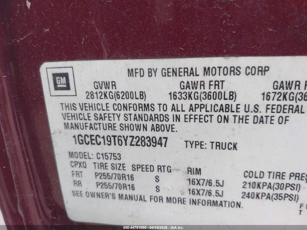 1GCEC19T6YZ283947 2000 CHEVROLET SILVERADO 1500 photo no. 9