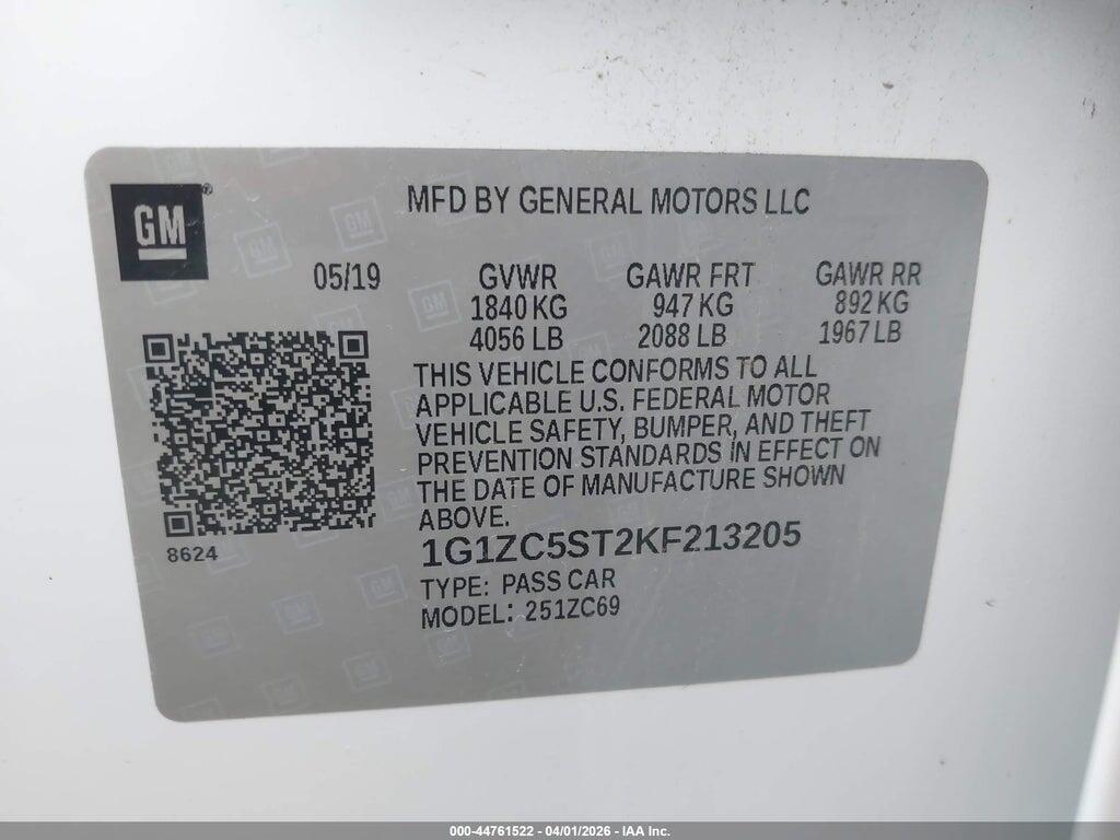 1G1ZC5ST2KF213205 2019 CHEVROLET MALIBU photo no. 9