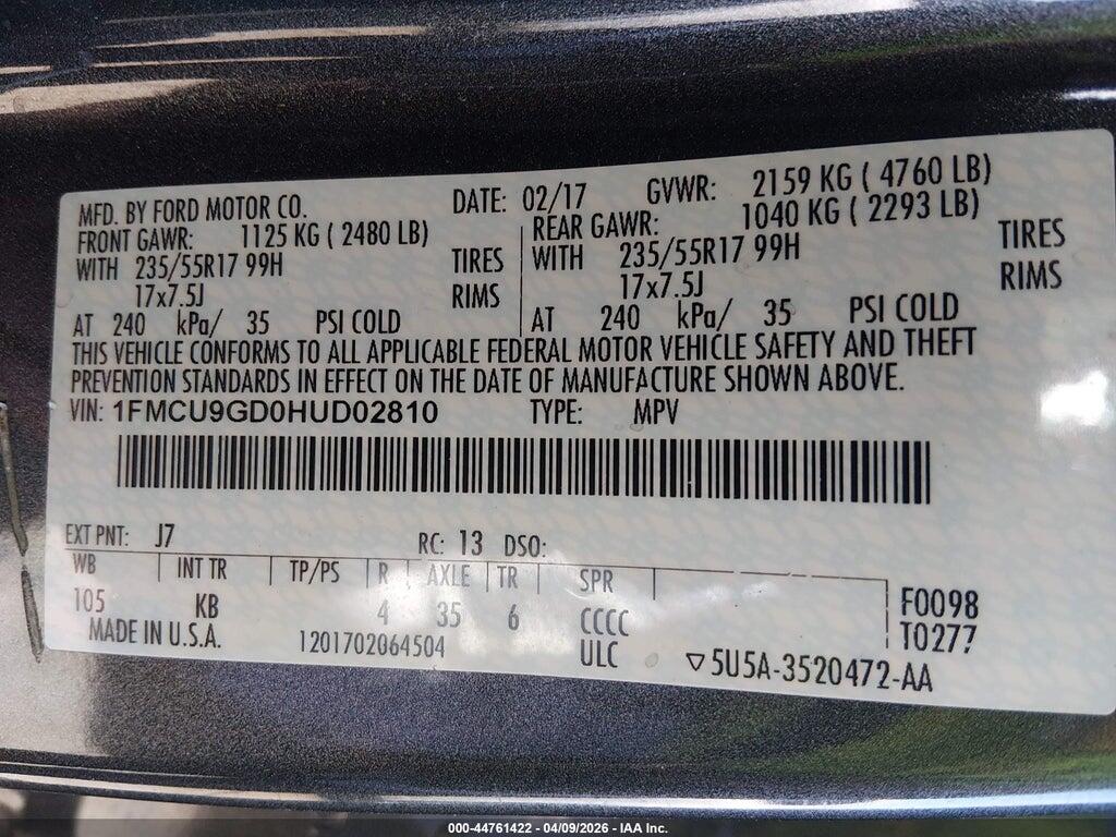 1FMCU9GD0HUD02810 2017 FORD ESCAPE photo no. 9