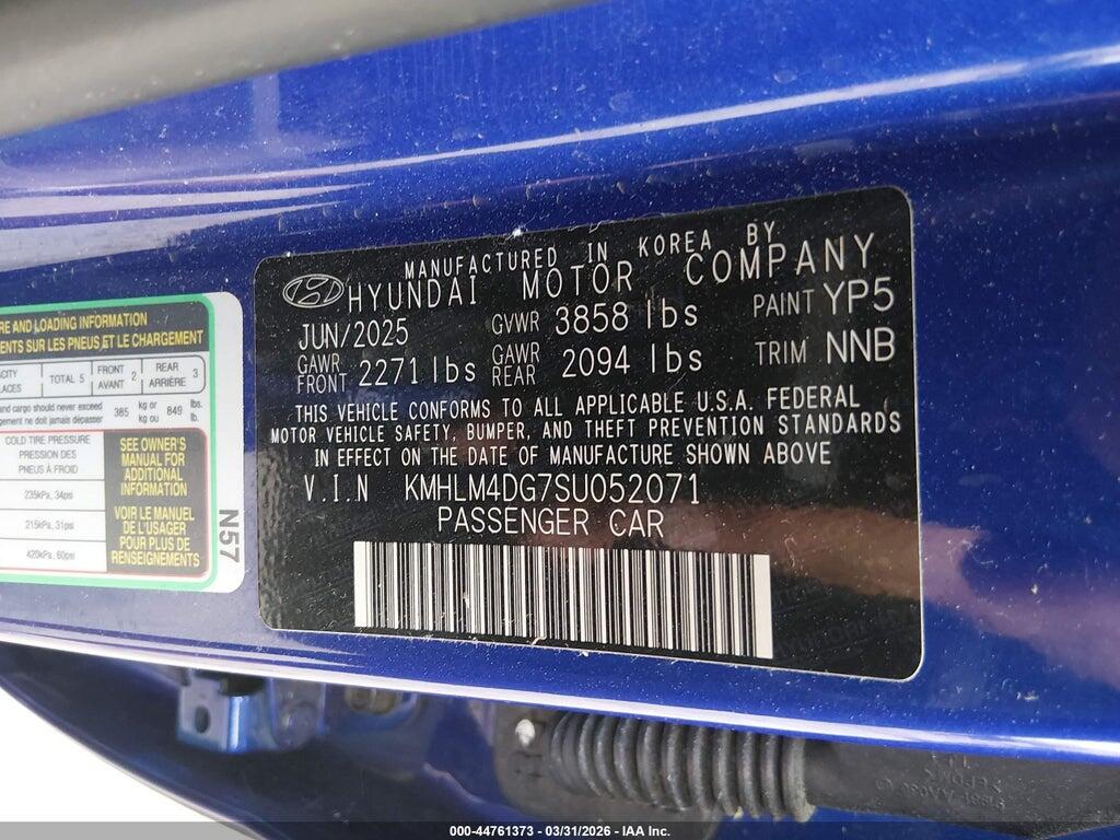 KMHLM4DG7SU052071 2025 HYUNDAI ELANTRA photo no. 9