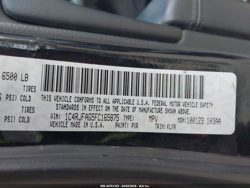 1C4RJFAG5FC165875 2015 JEEP GRAND CHEROKEE photo no. 9