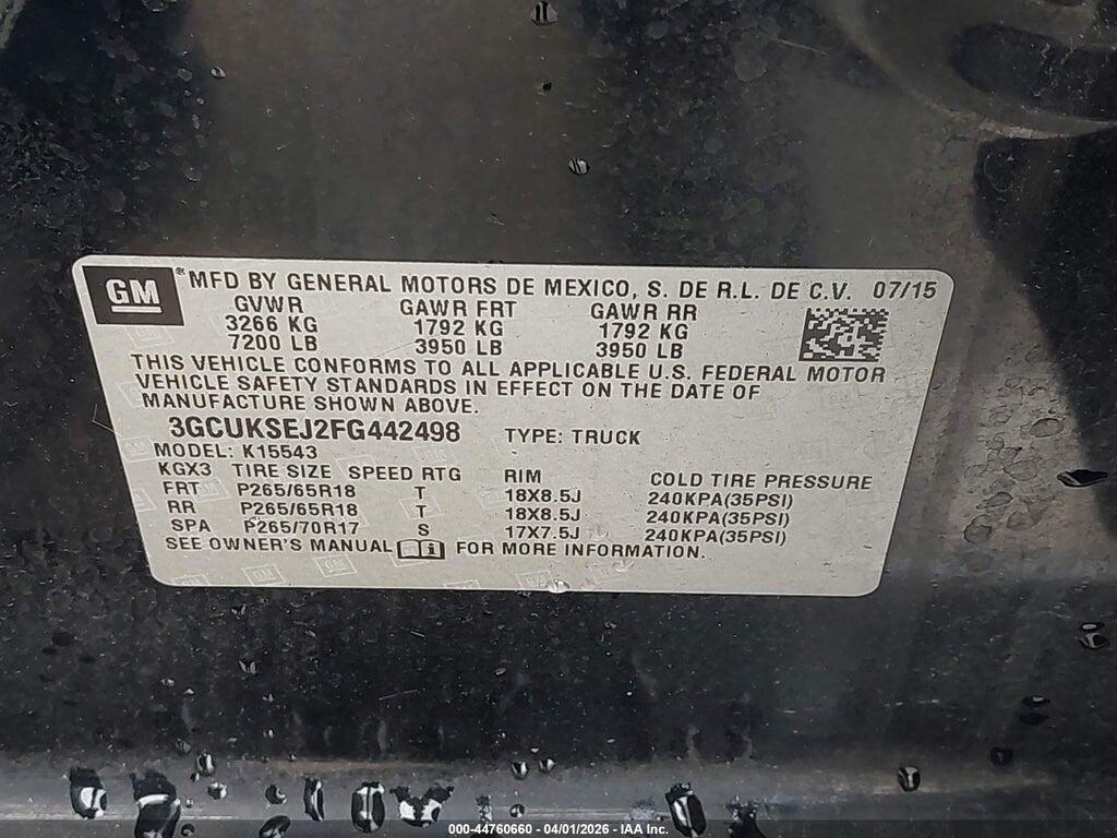 3GCUKSEJ2FG442498 2015 CHEVROLET SILVERADO 1500 photo no. 9