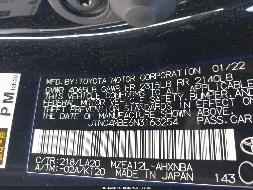 JTNC4MBE6N3163254 2022 TOYOTA COROLLA photo no. 9