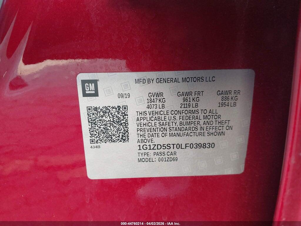 1G1ZD5ST0LF039830 2020 CHEVROLET MALIBU photo no. 9