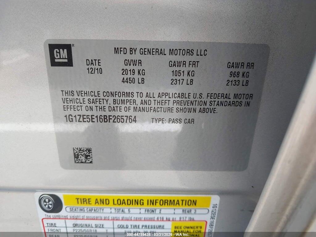 1G1ZE5E16BF265764 2011 CHEVROLET MALIBU photo no. 9