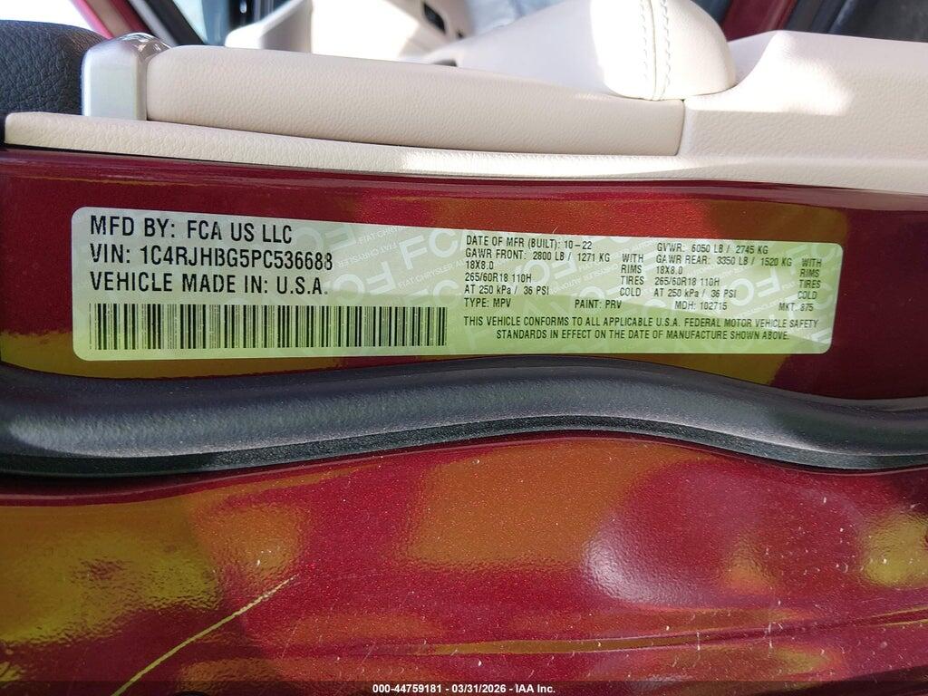 1C4RJHBG5PC536688 2023 JEEP GRAND CHEROKEE photo no. 9
