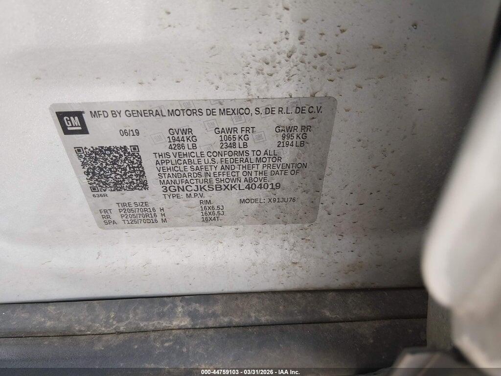 3GNCJKSBXKL404019 2019 CHEVROLET TRAX photo no. 9