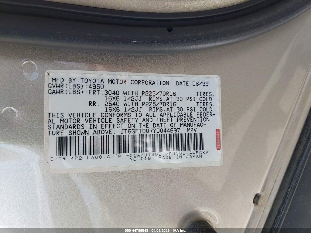 JT6GF10U7Y0044697 2000 LEXUS RX 300 photo no. 9