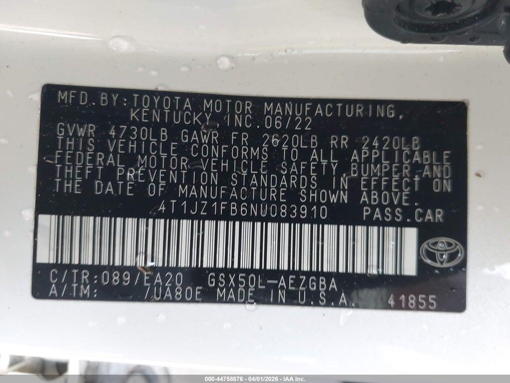 4T1JZ1FB6NU083910 2022 TOYOTA AVALON photo no. 9